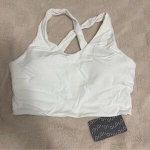 Women's White Cross-Back Tank/Sports Bra